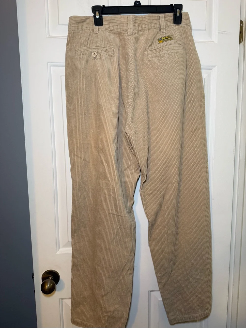 Onward Collection Men’s Beige Corduroy Pleated Pants Relaxed Straight 36W